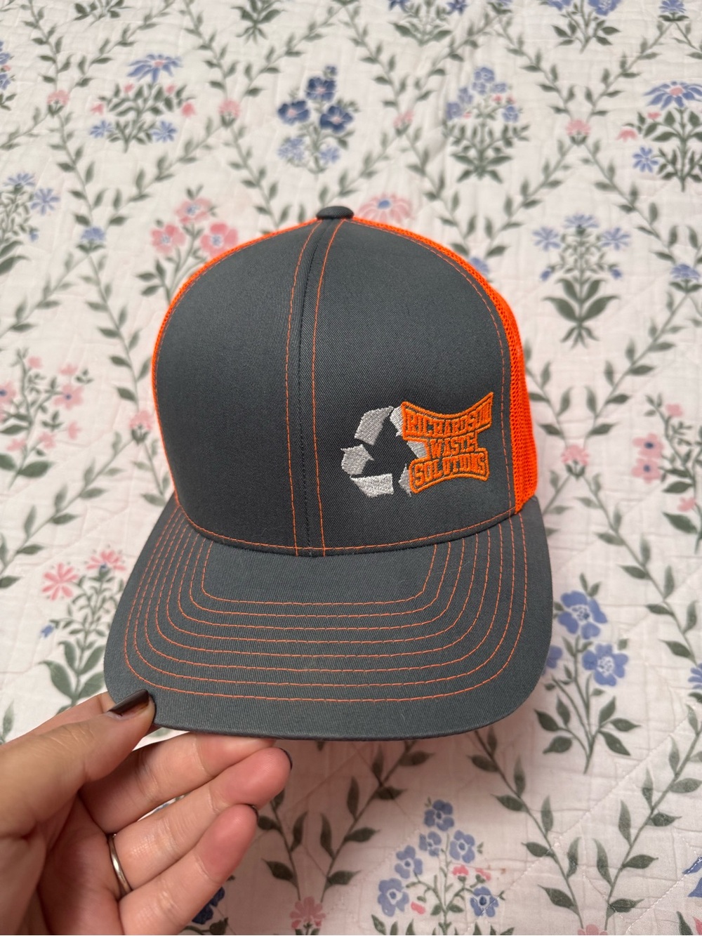 Richardson Waste Solutions Gray and Orange Trucker Hat